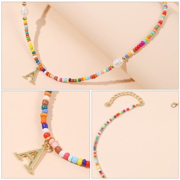 ЦВЕТНЫЕ БУСЫ ЦЕПОЧКА НА ШЕЮ ЗАЯВЛЕННЫЙ КУЛОН ОЖЕРЕЛЬЕ ОТДЕЛКА С ПИСЬМОМ