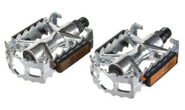 Pedały aluminiowe z odblaskami srebrne FP-961