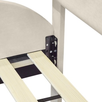 Мягкая односпальная кровать 90х200см с бежевым бархатом