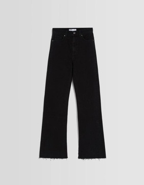 Bershka czarne spodnie jeansowe z rozcięciem 42