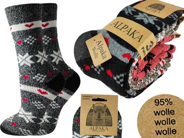 3X Skarpety Damskie WEŁNA ALPAKA BEZUCISKOWE 35-38 Wełniane Ciepłe Zimowe
