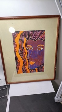 Stylowa modernistyczna praca obraz z lat 60. a la Picasso