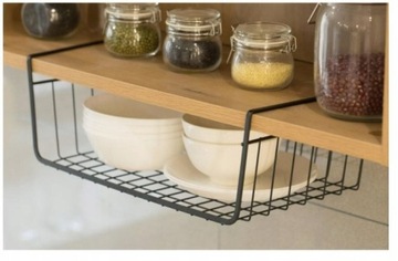 КОРЗИНА ПОДВЕСНАЯ ПОД ПОЛКУ-ОРГАНИЗАТОР, ЧЕРНЫЙ МЕТАЛЛ