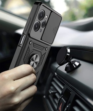 Чехол для Xiaomi Redmi 12 4G СДВИЖНОЕ КОЛЬЦО + 9H СТЕКЛО