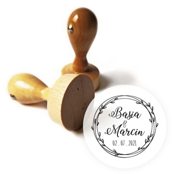 Pieczątka stempel ślubny drewniany