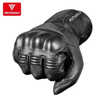 КОЖАНЫЕ ЗИМНИЕ МОТОЦИКЛОВЫЕ ПЕРЧАТКИ MOTOWOLF TOUCH