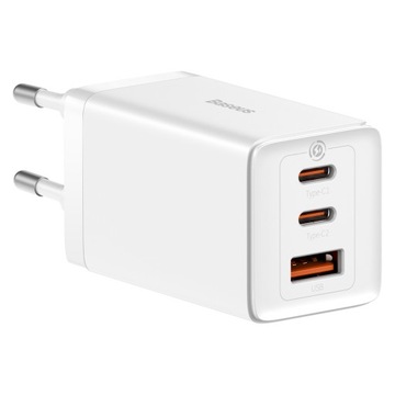 БЫСТРОЕ СЕТЕВОЕ ЗАРЯДНОЕ УСТРОЙСТВО BASEUS, 3 порта USB USB-C, 65 Вт, PD QC 4.0 + КАБЕЛЬ