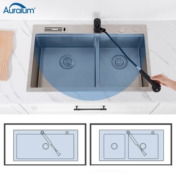 Смеситель для кухонной мойки с выдвижным изливом 70СМ, со съемным аэратором