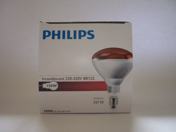 Нагревательная лампа, лучистый обогреватель, лампочка 150 Вт КРАСНАЯ