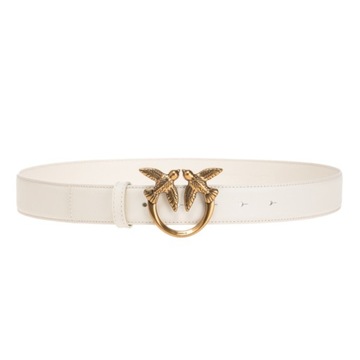 -10% PINKO PASEK SKÓRZANY LOVE BIRDS H3 BIAŁY M