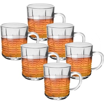 SZKLANKI 225 ml DO HERBATY KAWY OZDOBNE Z UCHEM ZESTAW 6 szt.
