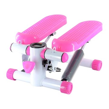 Stepper do ćwiczeń fitness, mini stepper, kompaktowy, antypoślizgowy, różowy