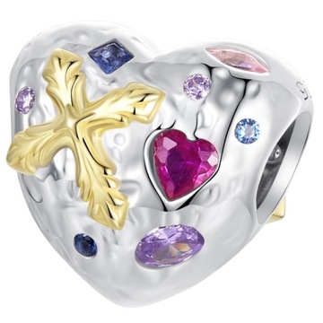 Charms Zawieszka Charms Kolorowe Serce Srebro 925 Charmsy Trusky