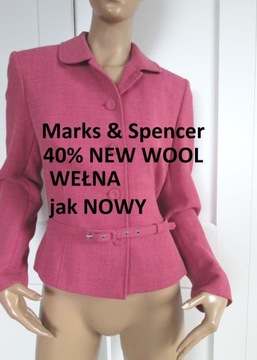 Marks & Spencer żakiet marynarka vintage new wool 40% wełna L 40 j NOWA