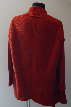 M&S sweter waterfall bordo wełna L/40