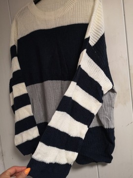 Shein Curve damski dzianinowy sweter w paski XL