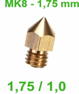 dysza drukarki 3D - 1,0mm/6mm, filament 1,75mm