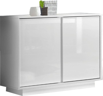 Włoska komoda biała wysoki połysk lakierowana 92x79 cm do salonu Ajsa