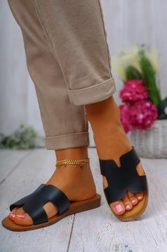 ЖЕНСКИЕ ЭЛЕГАНТНЫЕ ЧЕРНЫЕ КЛАССИЧЕСКИЕ ТАПОЧКИ НА ПЛОСКОЙ ПЛОСКОЙ ПЛОСКОСТИ