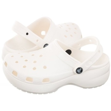 Buty Klapki Damskie na Platformie Crocs Classic Platform 206750 Białe