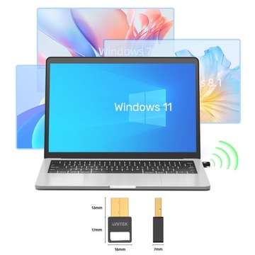 Bluetooth-адаптер Unitek v 5.3 BLE EDR USB-A черный, до 7 устройств, 30 м