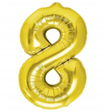 BALON FOLIOWY CYFRA OSIEM 8 ZŁOTA / ZŁOTY 100CM