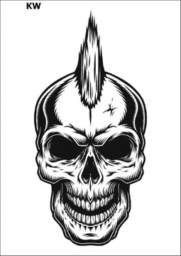 Duży TATUAŻ Tymczasowy PUNK not dead anarchia czaszka irokez zmywalny wodny