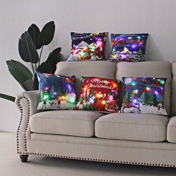 2sztuki świątecznej poszewki 45x45 ze światłem LED