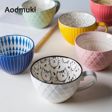 400 мл керамическая чашка для воды, милая мультяшная кружка с котом, большая емкость для завтрака