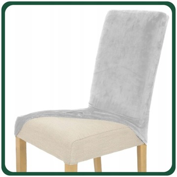 ZESTAW 4 SZT. POKROWCE POKROWIEC NA KRZESŁO JASNY SZARY WELUR ELASTYCZNY