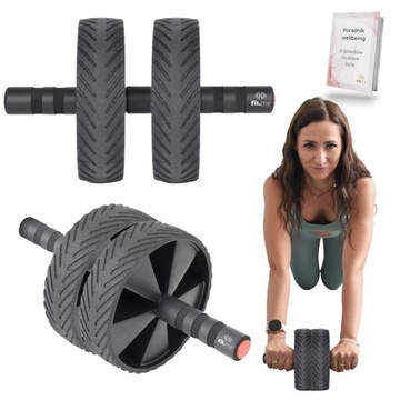 KÓŁKO DO ĆWICZEŃ MIĘŚNI BRZUCHA ABS ROLLER AB WHEEL PODWÓJNE ANTYPOŚLIZGOWE