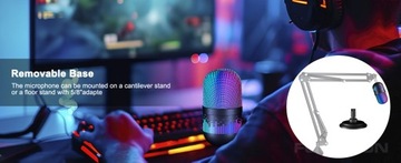 Микрофон для игрового компьютера, поп-фильтр, конденсаторный USB-черный светодиод B5