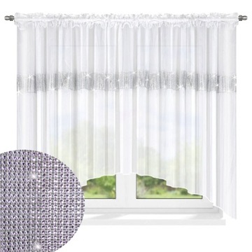 FIRANA Z WOALU CYRKONIE ŁUK 400x155 BIAŁA DIAMENTY