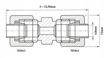 Соединитель тормозной трубки жесткий, ПРОЧНЫЙ, БЕЗ ОБЖИМА, LS-28