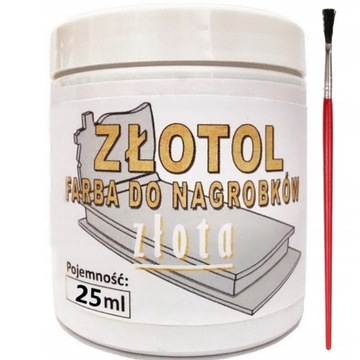 ZŁOTA Farba do Liter na Grobach Nagrobkach +PĘDZEL