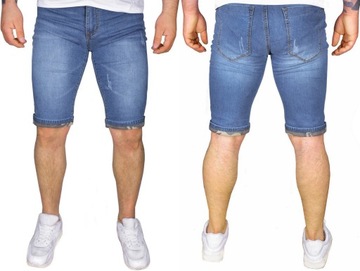 SPODENKI MĘSKIE KRÓTKIE JEANSOWE ELASTYCZNE JEANS