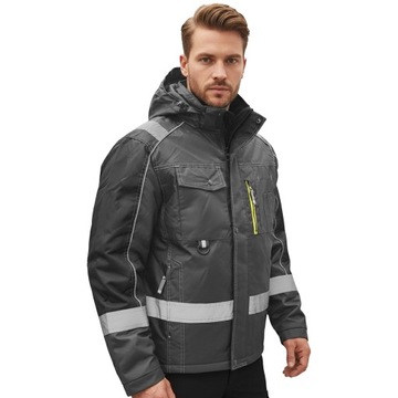 КУРТКА ЗИМНЯЯ РАБОЧАЯ МУЖСКАЯ С КАПЮШОНОМ, ВОДОНЕПРОНИЦАЕМЫЙ ОКСФОРД, СВЕТООТРАЖАЮЩАЯ СВЯЗЬ