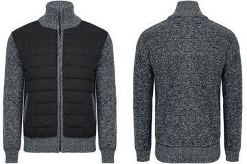 SWETER MĘSKI OCIEPLANY BLUZA PIKOWANA ROZPINANA NA POLARZE STÓJK KURTKA 3XL