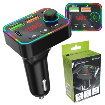 FM-передатчик, Bluetooth, Tracer, зарядное устройство USB-C 25 Вт, светодиодная подсветка, разговоры в автомобиле, BT