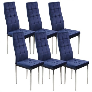 6 krzeseł Monako Velvet granatowe tapicerowane