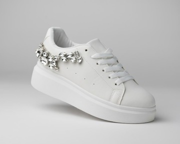 Buty sportowe damskie MARQUIIZ 7535 białe gruba podeszwa diamenty 38