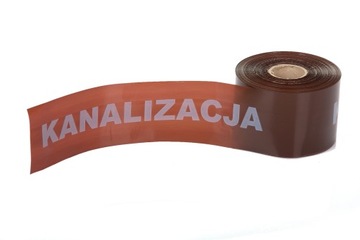 Taśma ostrzegawcza 20cm nadruk KANALIZACJA brązowa 100mb
