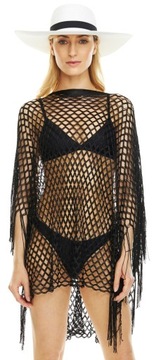 ПЛЯЖНОЕ ПОКРЫТИЕ ПАРЕО С БАХОРОЙ, ажурное, черный
