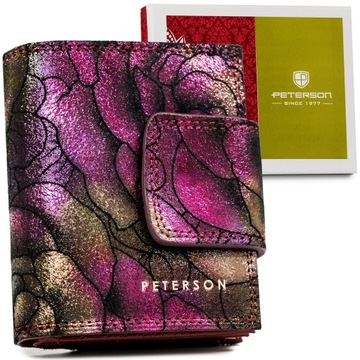 Женский кожаный кошелек Peterson с вертикальным розовым узором RFID