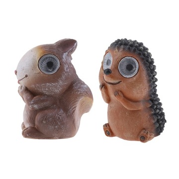 2 szt. Wiewiórka i żywica Figurka zewnętrzna Światła Naughty Animal Solar Eyes LED