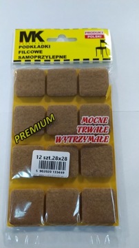 Podkładki filcowe MK premium brąz kwadrat 28x28mm
