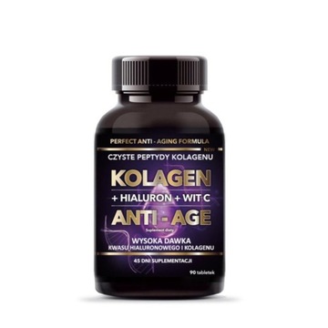 Intenson Anti-Age Kolagen Kwas Hialuronowy Witamina C 90 tabletek