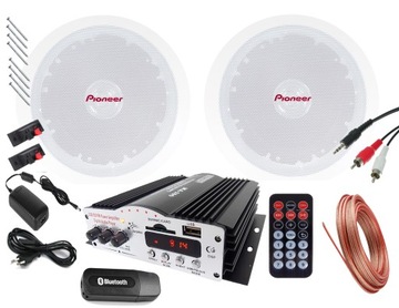 GŁOŚNIKI SUFITOWE PIONEER WZMACNIACZ MP3 USB BLUETOOTH NAGŁOŚNIENIE