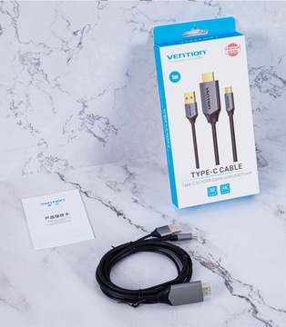 Адаптер VENTION Type-C — HDMI 4K + USB Power 1,5 м