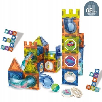 НАБОР МАГНИТНЫХ КОНСТРУКЦИОННЫХ ОБРАЗОВАТЕЛЬНЫХ БЛОКОВ 68 EL БОЛЬШИЕ 3D ПАНЕЛИ